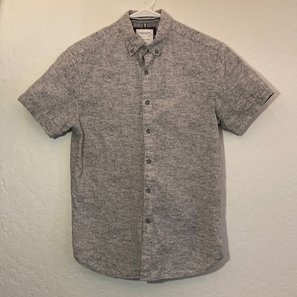 Denim & Flower Button Up Shirt